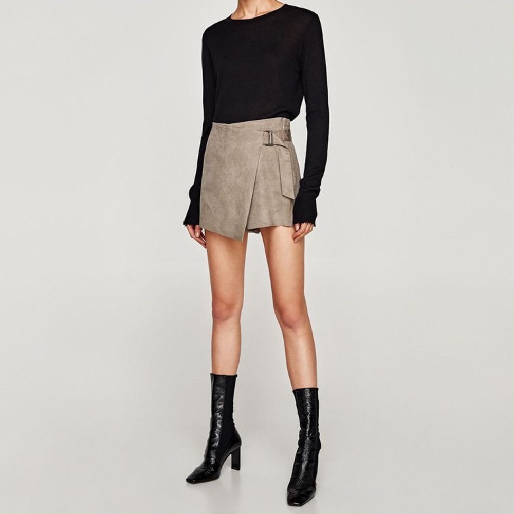 NWT Zara Faux Suede Envelope Mini Skirt